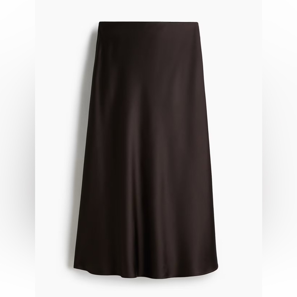 H&M Satin Midi Skirt 
Dark Chocolate Brown